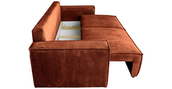 SCHLAFSOFA  mit Liegefunktion, Schlafen auf Sitzhöhe, Rücken echt Cord Rostfarben  - Rostfarben/Schwarz, KONVENTIONELL, Kunststoff/Textil (240/89/100cm) - Carryhome
