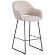 BARHOCKER Webstoff Schwarz, Beige Eisen  - Beige/Schwarz, Design, Textil/Metall (55/104,5/60,5cm) - Novel