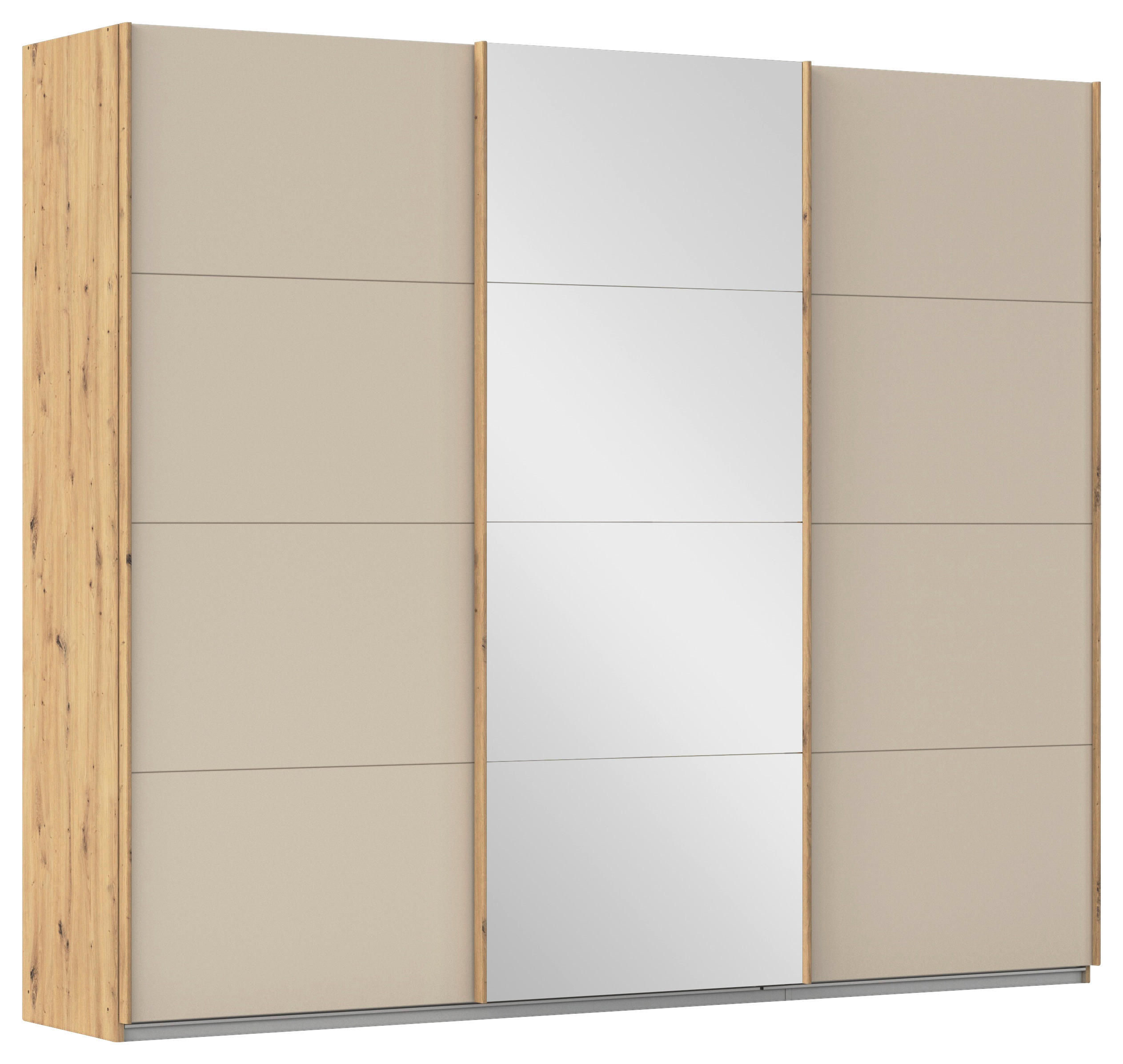 SCHWEBETÜRENSCHRANK Champagner, Eiche Artisan  - Champagner/Eiche Artisan, Konventionell, Glas/Holzwerkstoff (271/229/62cm) - Xora