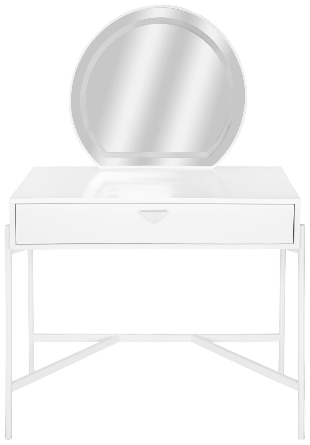SCHMINKTISCH 90/40/132 cm, Weiss  - Weiss/Alufarben, Trend, Glas/Holzwerkstoff (90/40/132cm) - Milino