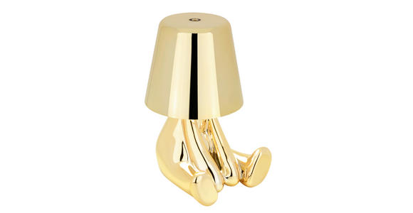 AKKU-TISCHLEUCHTE Brooklyn 9,5/11/15,5 cm - Goldfarben, Trend, Kunststoff/Metall (9,5/11/15,5cm) - Novel