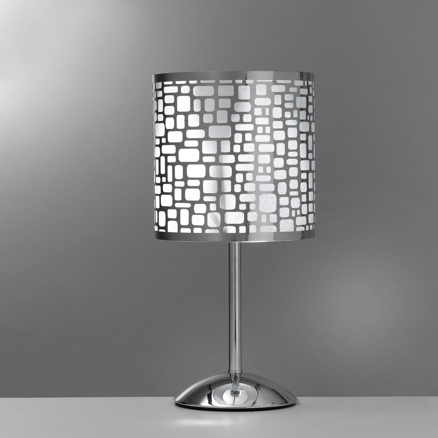 TISCHLEUCHTE 4755 BRUCE 20/20/40 cm   - Chromfarben/Dunkelgrau, Basics, Kunststoff/Metall (20/20/40cm)