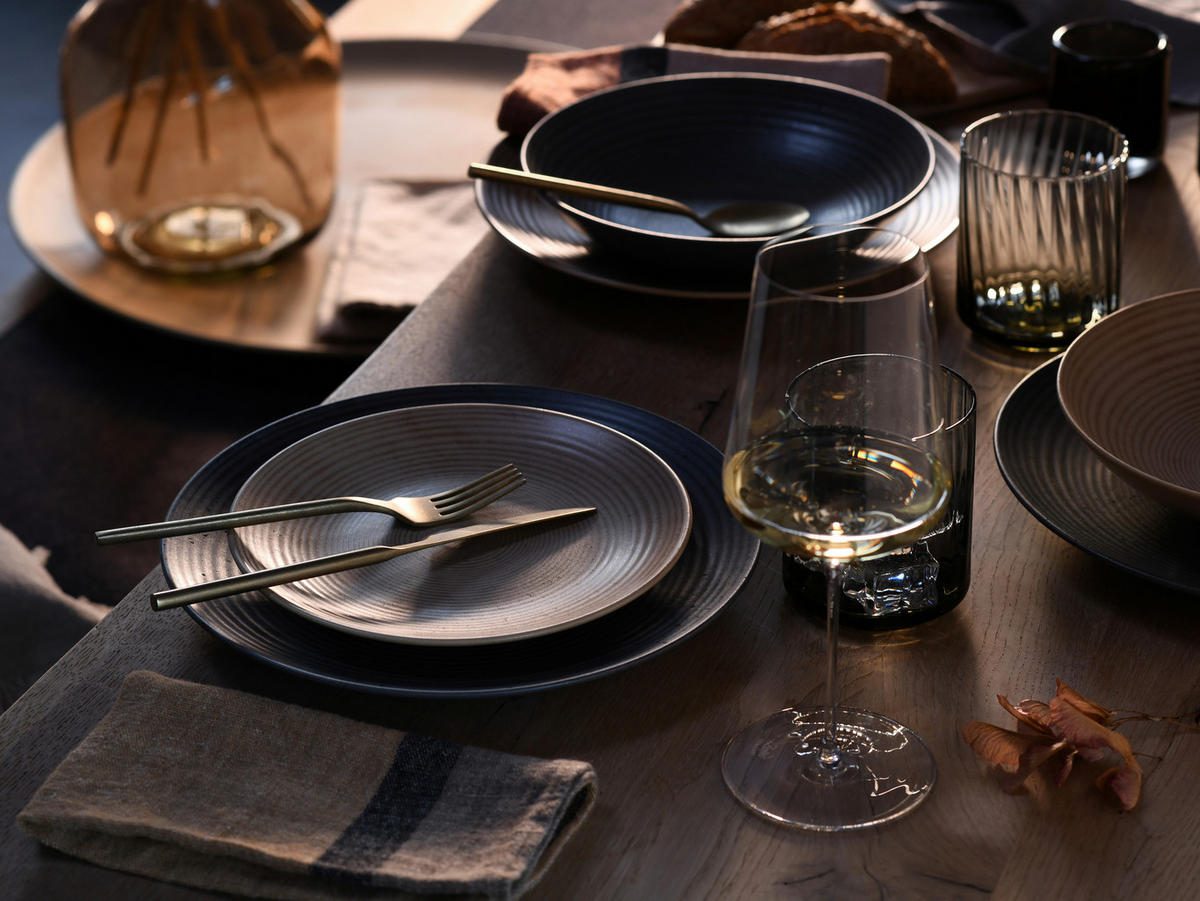 TAFELSERVICE Anthrazit, Sandfarben Catania 18-teilig  - Sandfarben/Anthrazit, Design, Keramik - Creatable