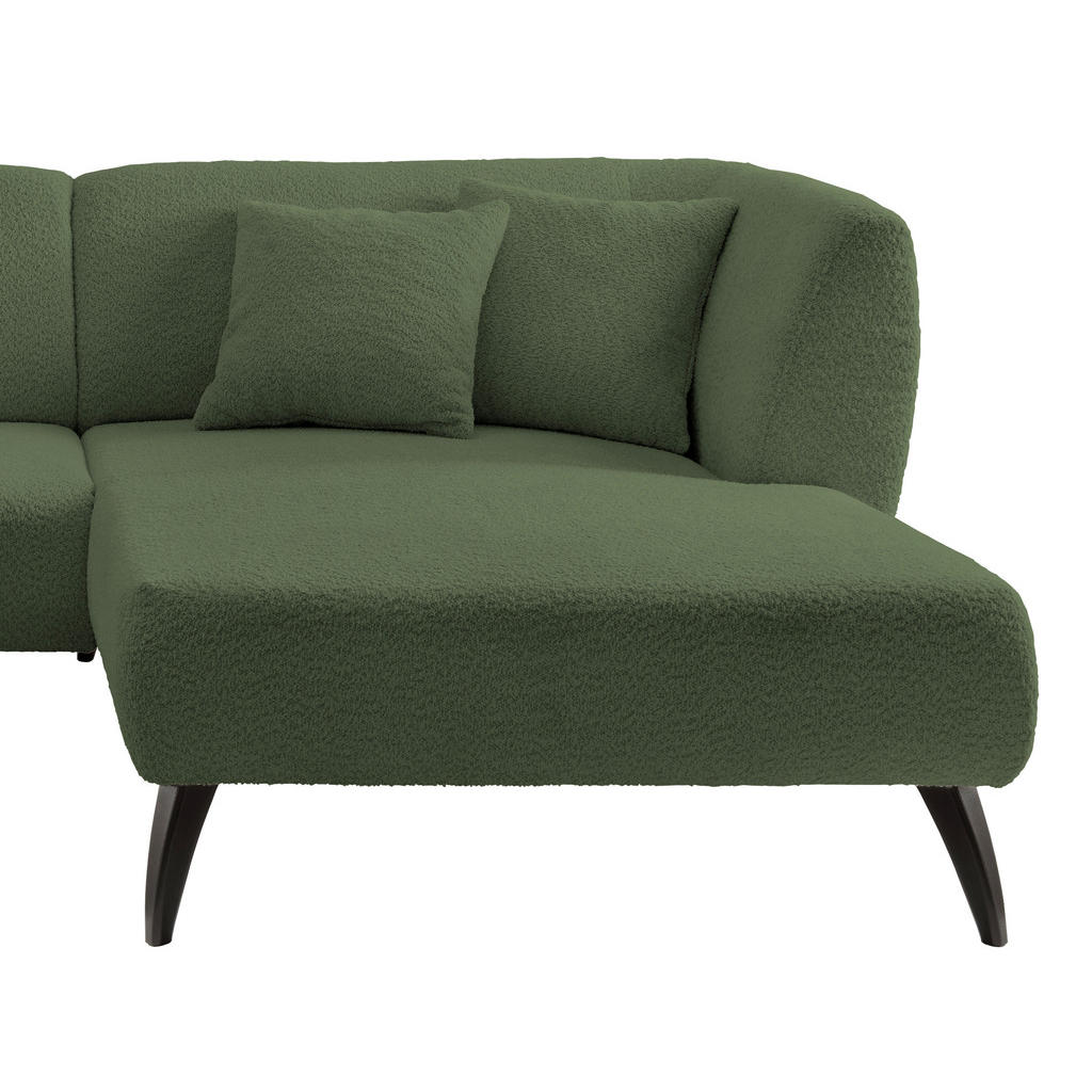 Thumbnail - Mid.you Ecksofa, Dunkelgrün, Holz, Textil, Buche, Fichte, Kiefer,Buche, Uni, 4-Sitzer, Füllung: Schaumstoff, Ottomane re...