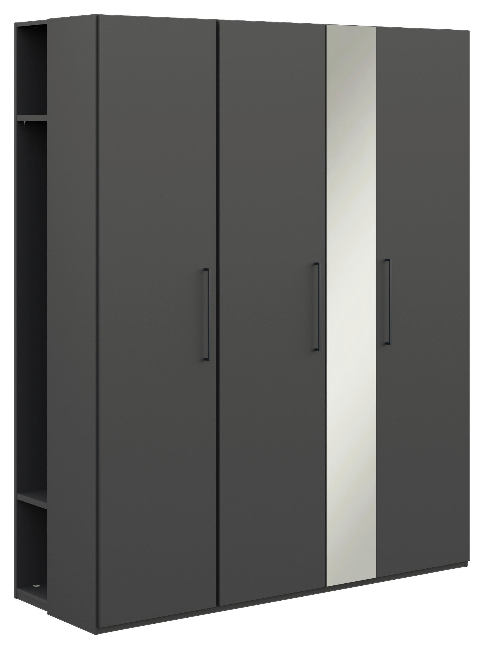 KLEIDERSCHRANK 4-türig Graphitfarben  - Anthrazit/Graphitfarben, Design, Glas/Holzwerkstoff (177,6/213,6/59,3cm) - Cantus