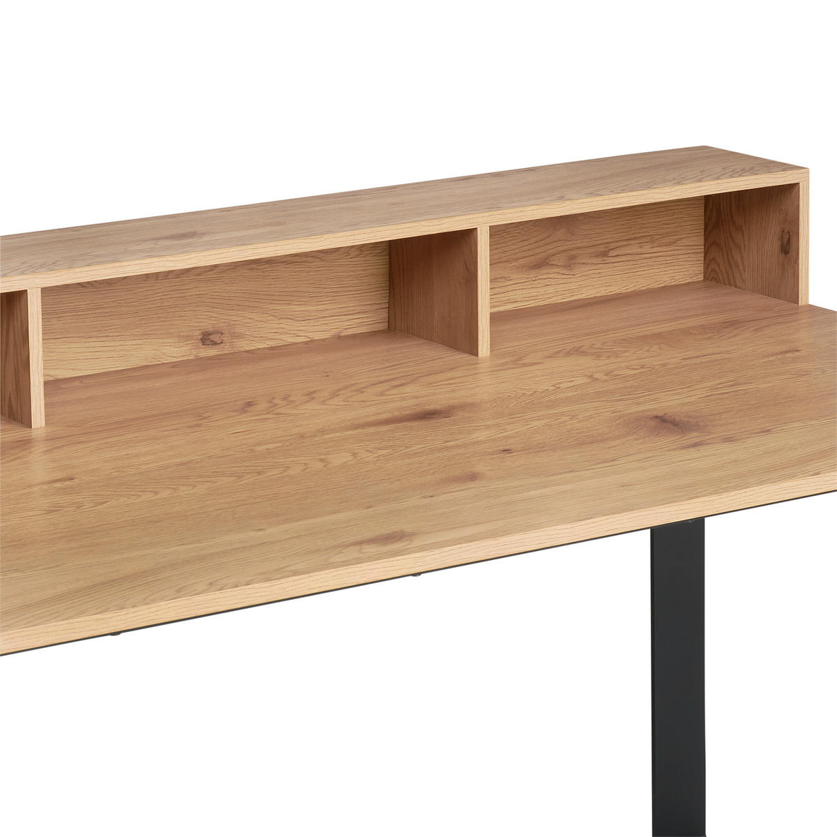 PISALNA MIZA kovina, leseni material črna, barve hrasta  - črna/barve hrasta, Moderno, kovina/leseni material (150/80/80cm) - MID.YOU