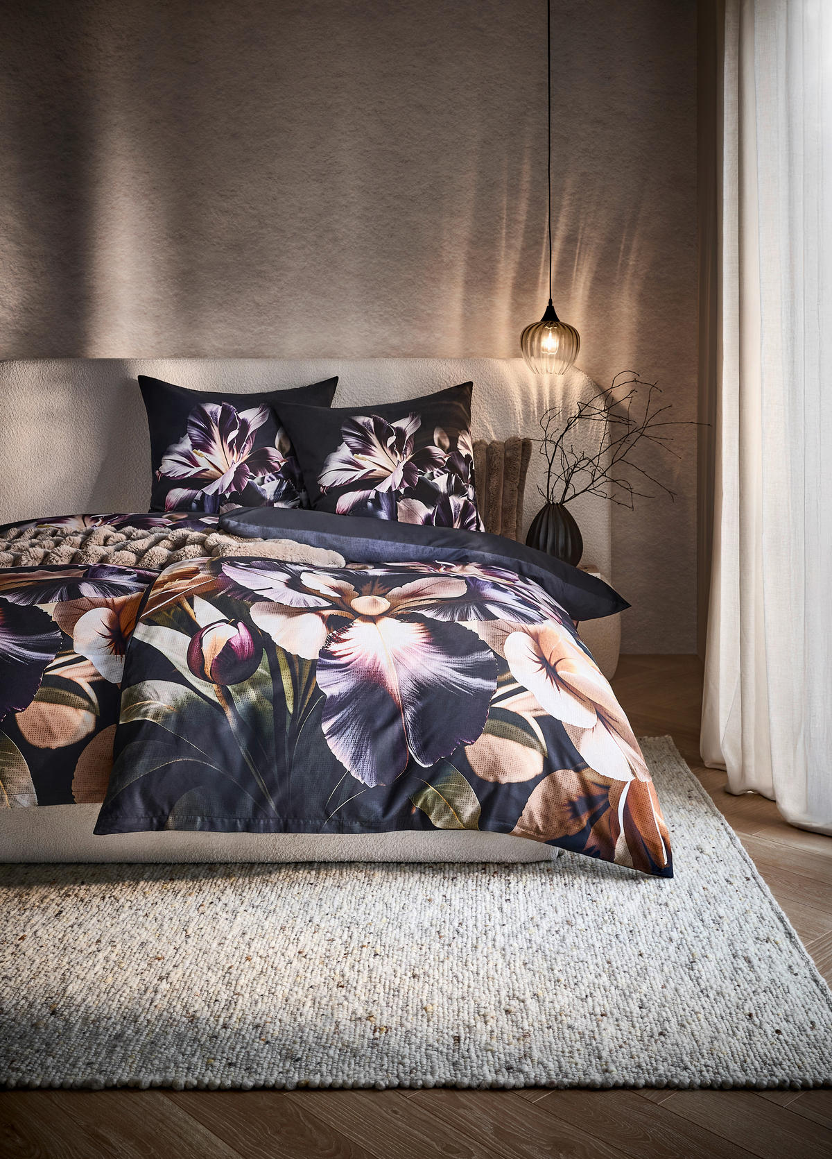 WENDEBETTWÄSCHE Satin 135/200 cm  - Lila/Schwarz, Textil (135/200cm) - Novel
