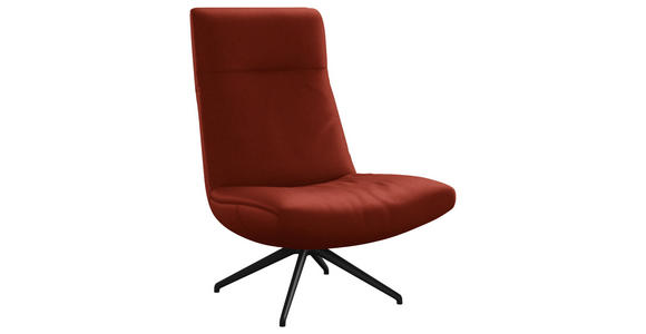 SESSEL in Echtleder Rot  - Rot/Schwarz, MODERN, Leder/Metall (74/105/92cm) - Johann Jakob