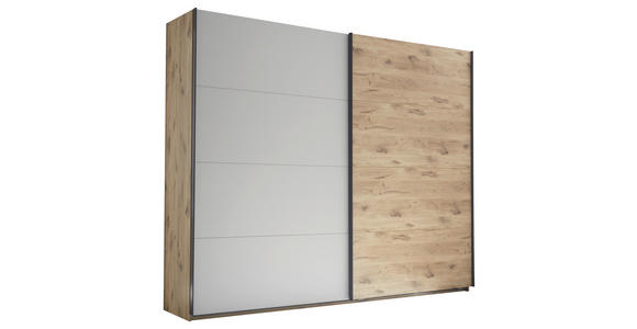 SCHWEBETÜRENSCHRANK in Eichefarben, Hellgrau - Eichefarben/Hellgrau, MODERN, Holzwerkstoff/Metall (270/225/60cm) - Venda