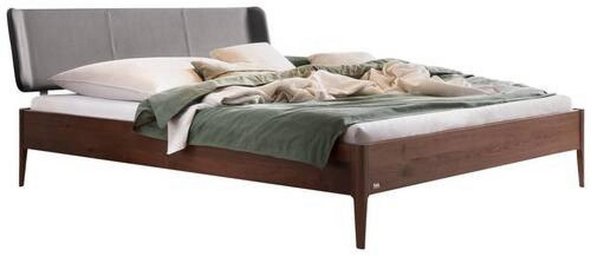 BETT 140/200 cm  in Nussbaumfarben, Dunkelgrau   - Dunkelgrau/Nussbaumfarben, Modern, Holz/Textil (140/200cm) - Hasena