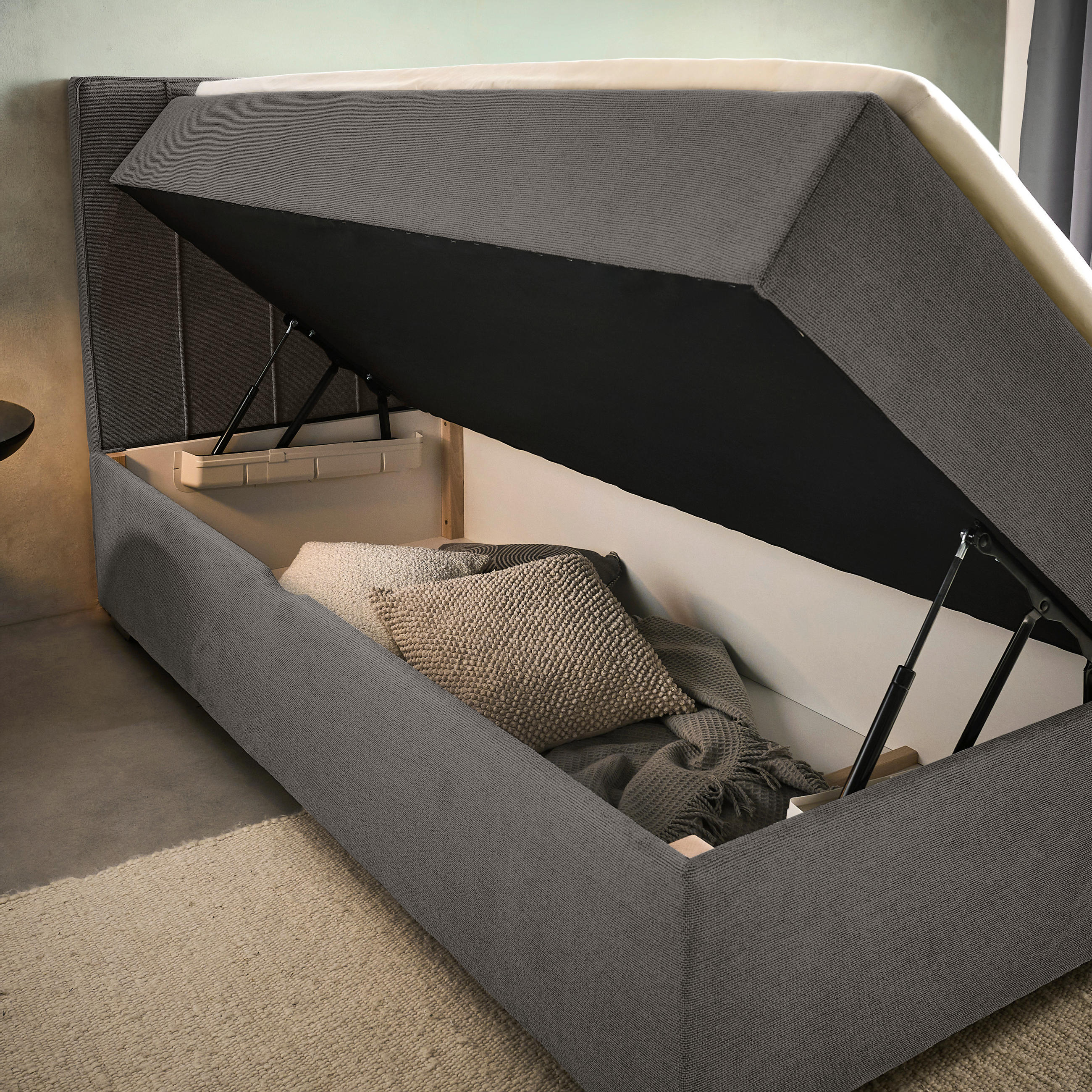 BOXBETT 200/200 cm  in Dunkelgrau  - Chromfarben/Dunkelgrau, Trend, Kunststoff/Textil (200/200cm) - Boxxx