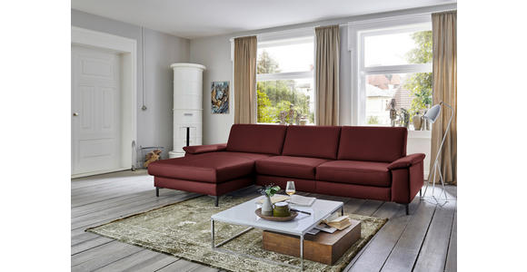 ECKSOFA in Echtleder Brombeere 176/334 cm - Brombeere/Schwarz, Design, Leder/Metall (176/334cm) - Dieter Knoll