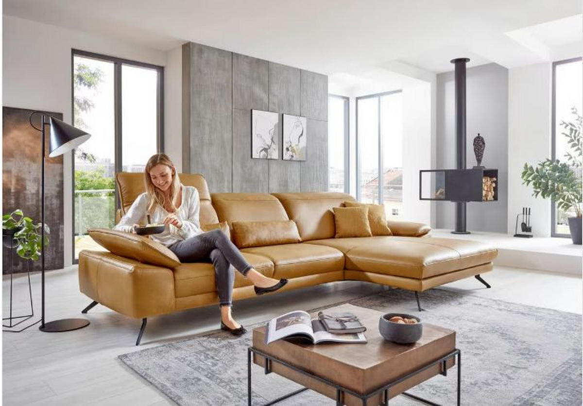 KUTNA GARNITURA koža    - crna, Design, koža/metal (332/229cm) - Beldomo Style