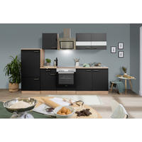 KÜCHENBLOCK 270 cm   in Schwarz  - Edelstahlfarben/Eichefarben, Basics, Holzwerkstoff/Metall (270cm) - Respekta