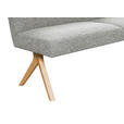SITZBANK 160/85/69 cm Webstoff Hellgrau Eiche vollmassiv  - Eichefarben/Hellgrau, KONVENTIONELL, Holz/Textil (160/85/69cm) - Linea Natura