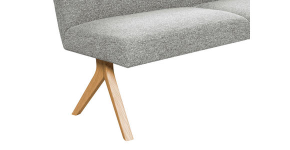 SITZBANK 160/85/69 cm Webstoff Hellgrau Eiche vollmassiv  - Eichefarben/Hellgrau, KONVENTIONELL, Holz/Textil (160/85/69cm) - Linea Natura
