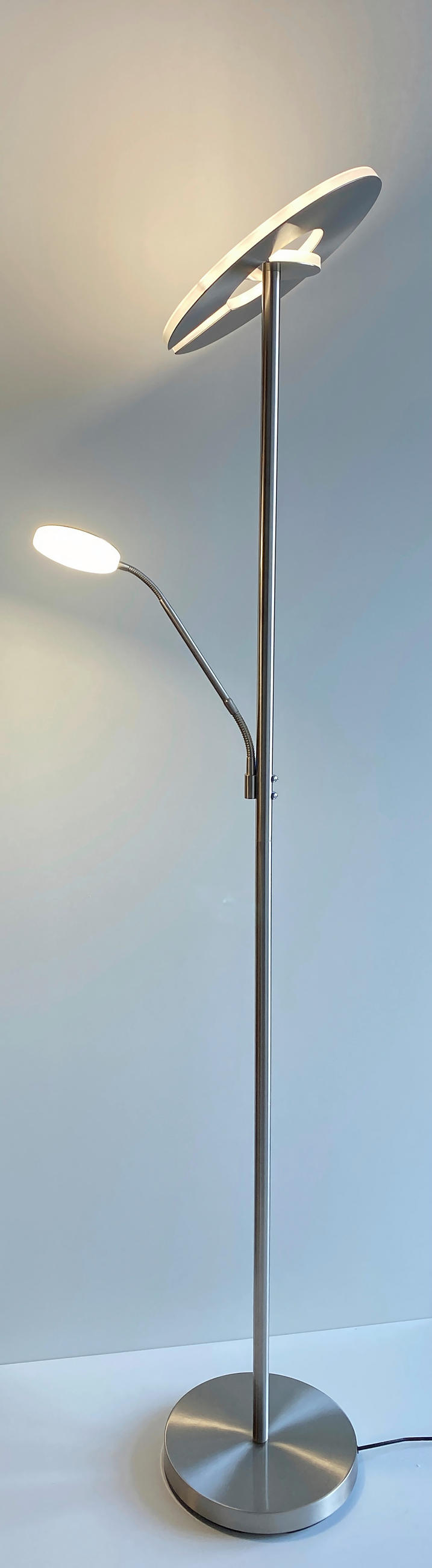 LED-STEHLEUCHTE - Weiss/Nickelfarben, Design, Metall (35/180cm) - Fischer & Honsel