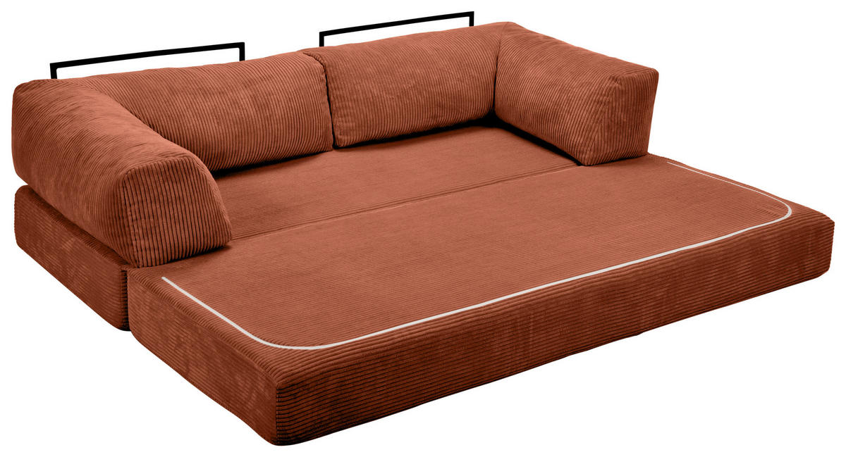 SCHLAFSOFA Cord Rostfarben  - Rostfarben, KONVENTIONELL, Textil/Metall (200/77/80cm) - Carryhome