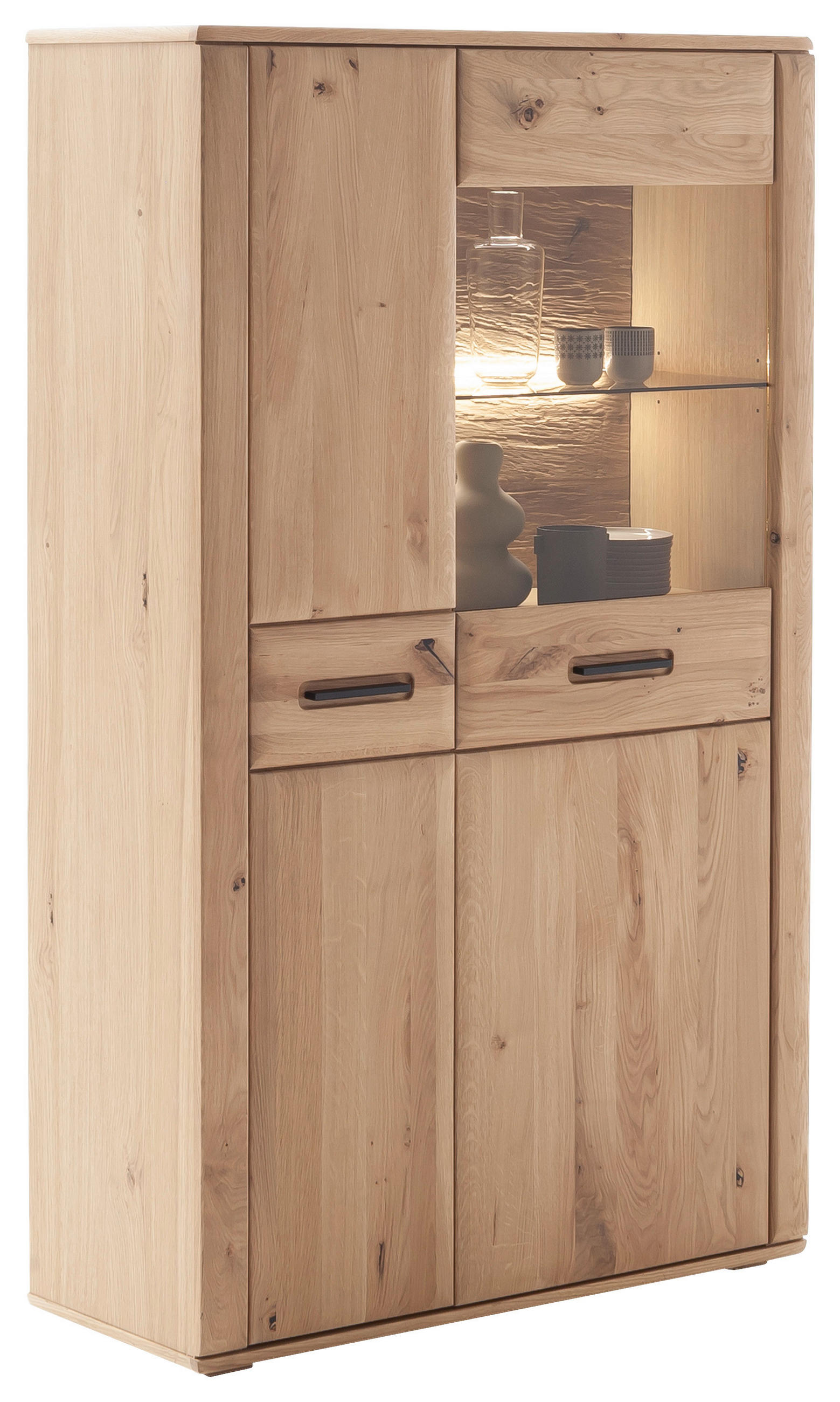 HIGHBOARD  in 94/157/37 cm  - Eichefarben/Anthrazit, KONVENTIONELL, Glas/Holz (94/157/37cm) - Cantus