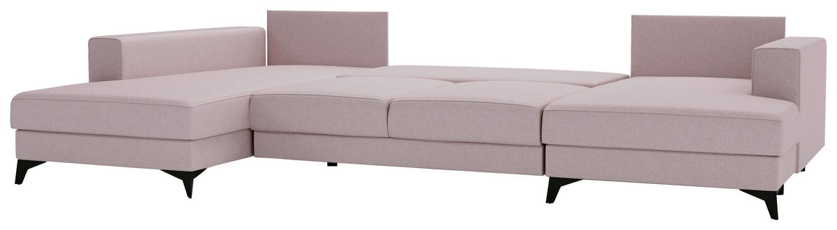 WOHNLANDSCHAFT in Flachgewebe Rosa  - Schwarz/Rosa, Design, Textil/Metall (190/339/156cm) - Livetastic