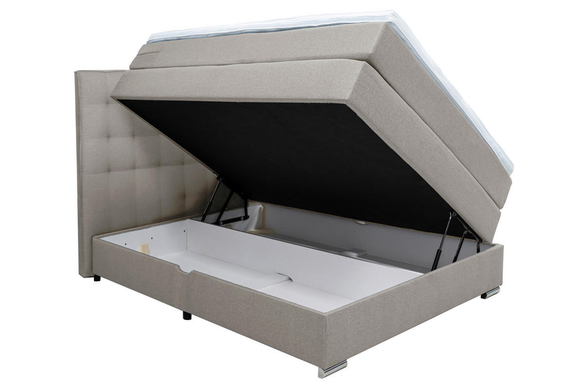 BOXSPRINGBETT 120/200 cm  in Grau  - Chromfarben/Schwarz, Konventionell, Kunststoff/Textil (120/200cm) - Boxxx