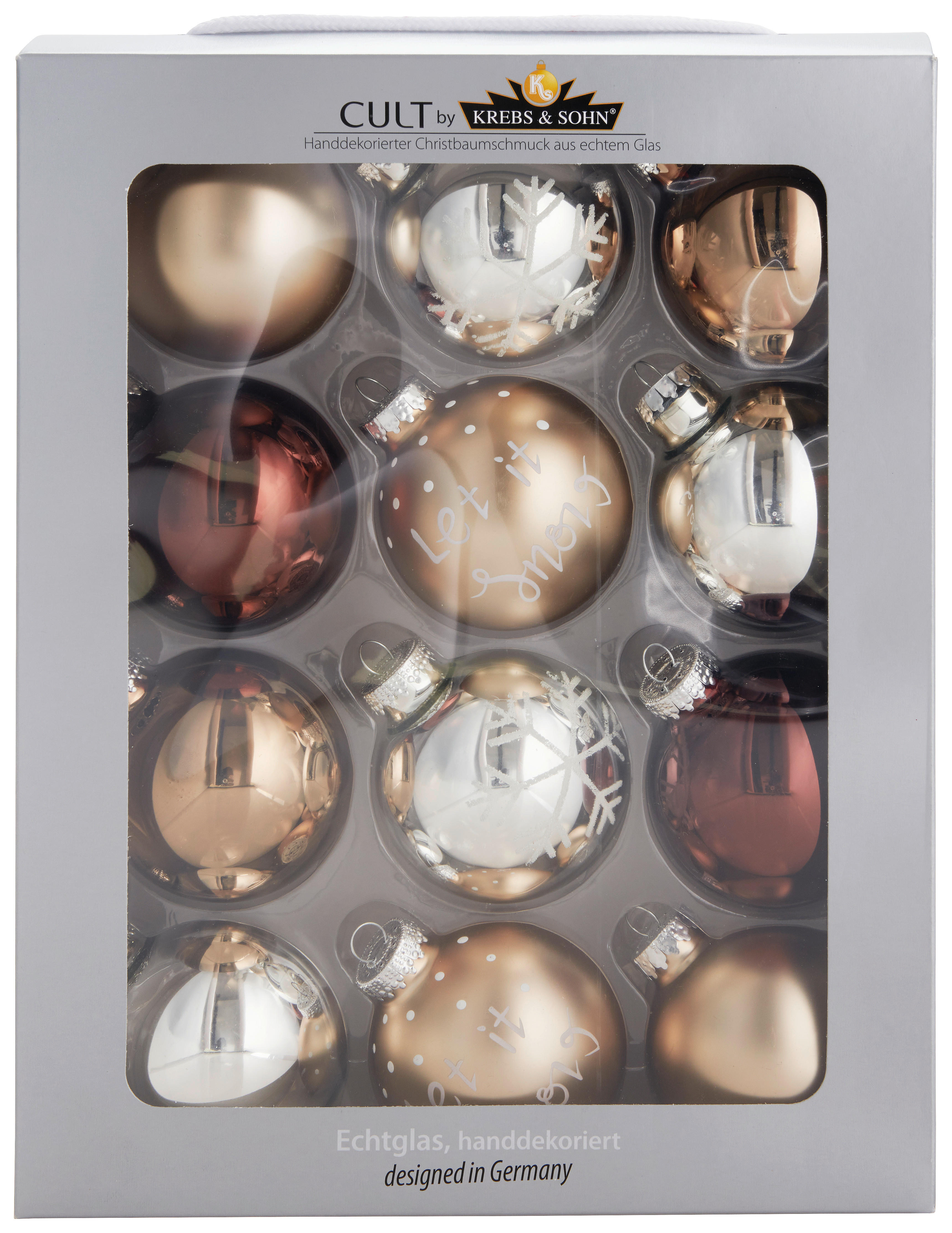 CHRISTBAUMKUGEL-SET 8 cm 12-teilig  - Dunkelbraun/Silberfarben, LIFESTYLE, Glas (8cm)