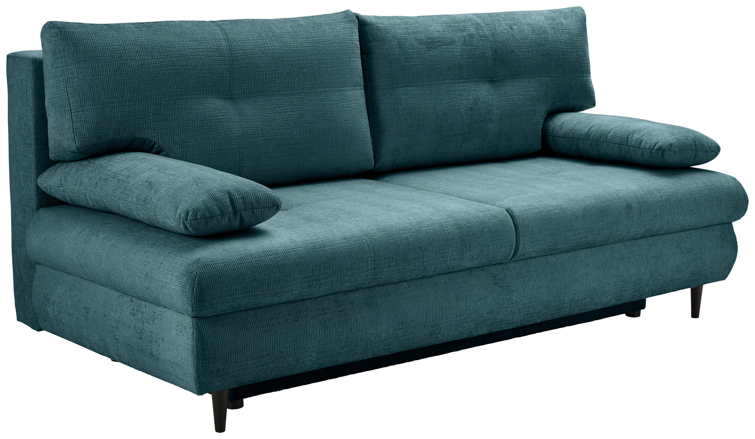 SCHLAFSOFA Chenille Petrol  - Petrol/Schwarz, KONVENTIONELL, Holz/Textil (212/97/105cm) - Carryhome