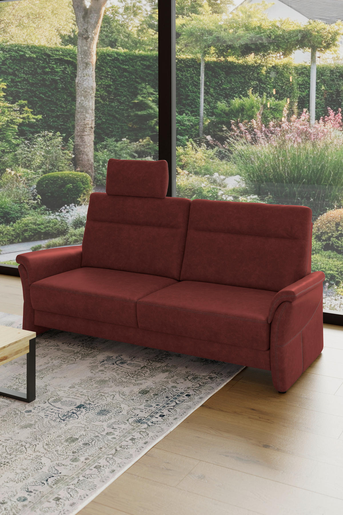 3,5-SITZER - Rotbraun/Schwarz, Konventionell, Kunststoff/Textil (205/98/91cm) - Elegando