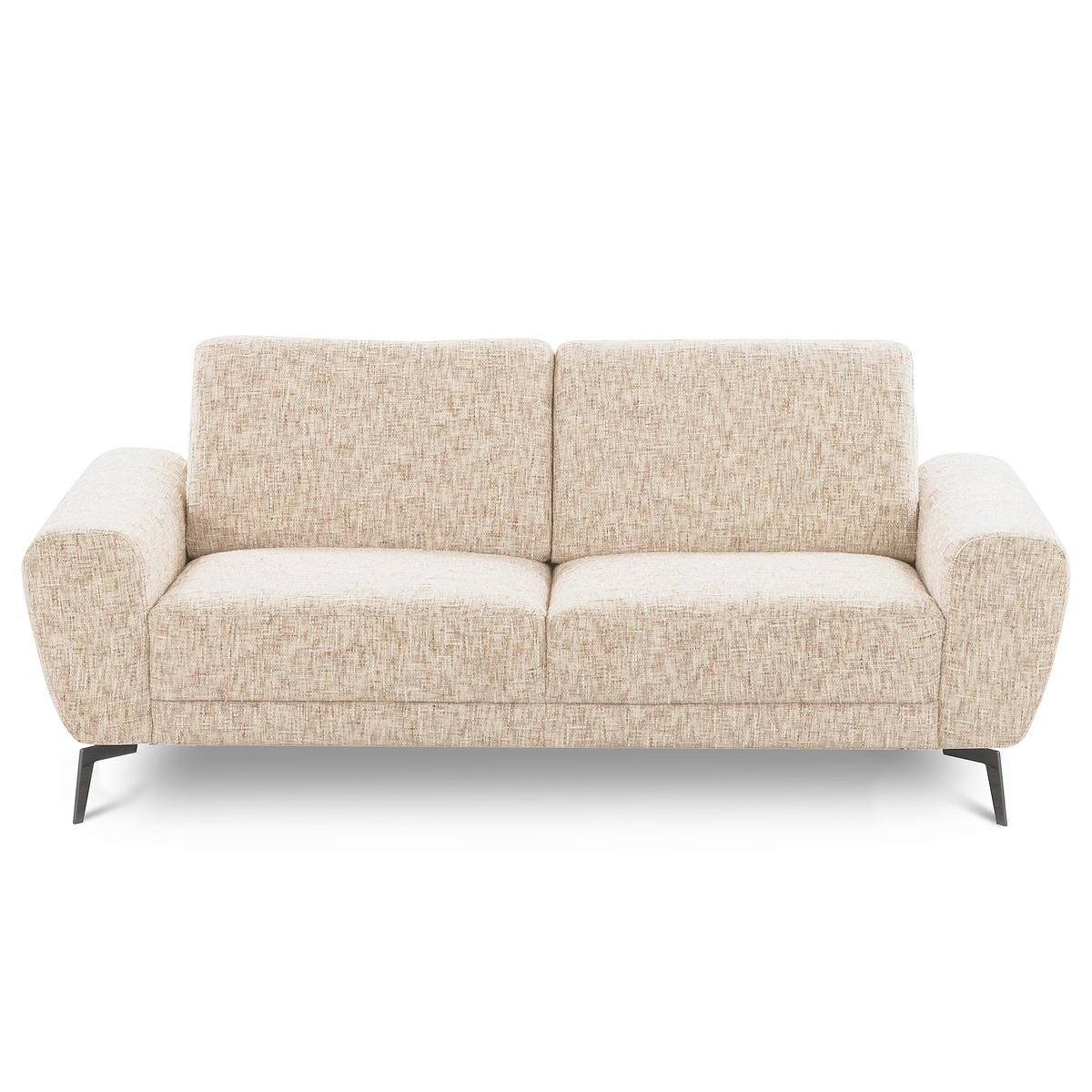 2-SITZER-SOFA Webstoff Beige  - Beige/Schwarz, Design, Textil/Metall (157/85/92cm) - Livetastic