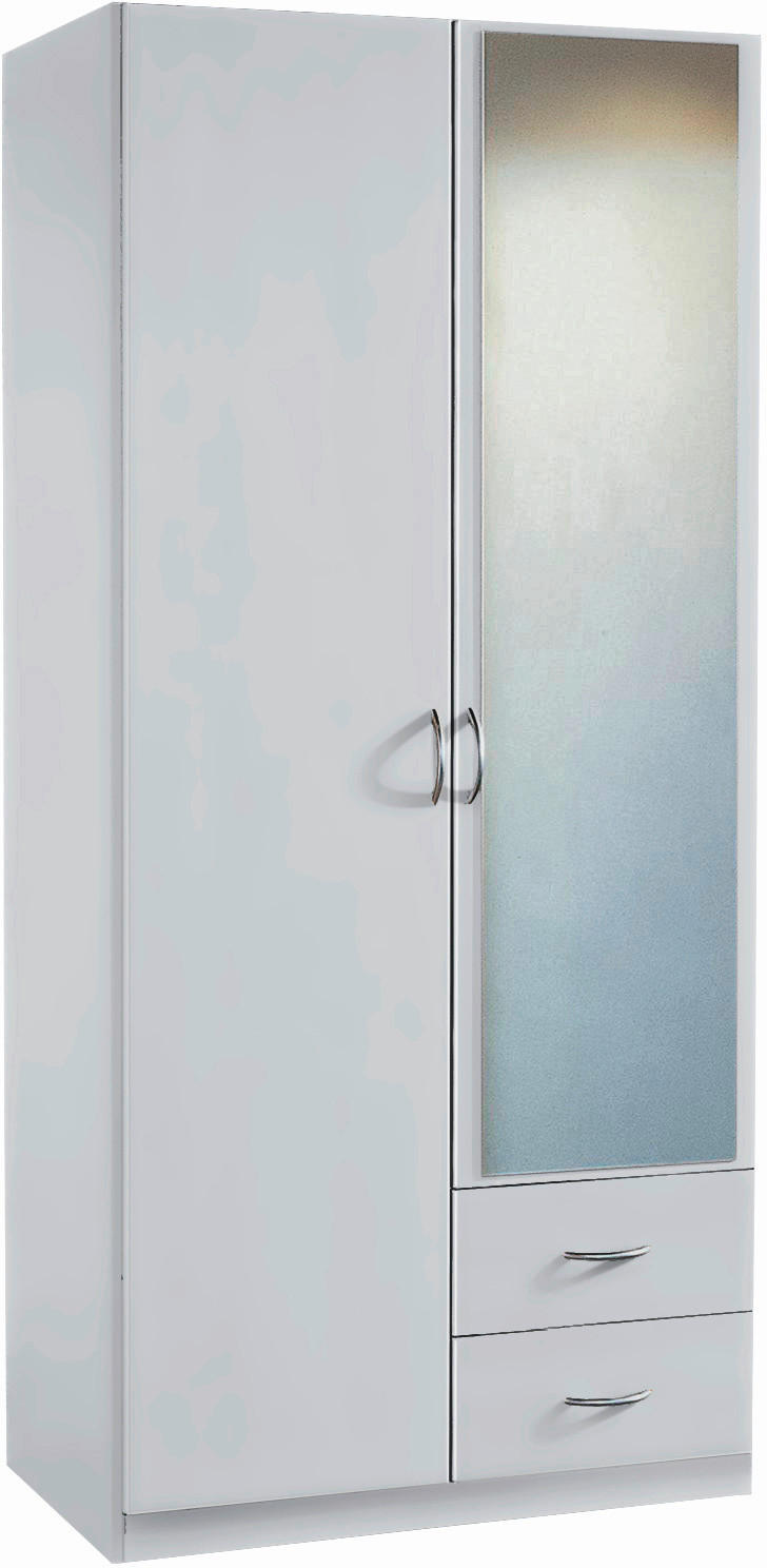 DREHTÜRENSCHRANK Weiss  - Weiss/Silberfarben, Design, Glas/Holzwerkstoff (91/197/54cm) - Boxxx