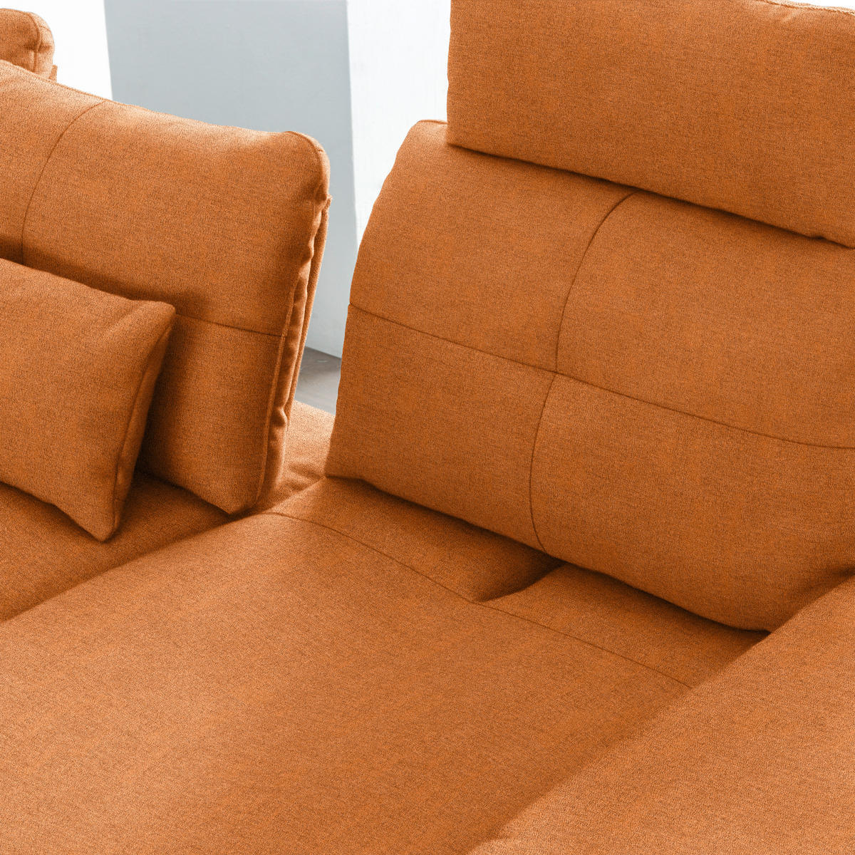 ECKSOFA in Flachgewebe Orange, Rostfarben  - Rostfarben/Schwarz, Design, Textil/Metall (271/344cm) - Chilliano