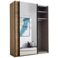 SCHWEBETÜRENSCHRANK  in Eichefarben  - Eichefarben/Schwarz, MODERN, Glas/Holzwerkstoff (170/225,5/60,5cm) - Xora