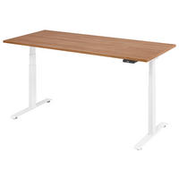 SCHREIBTISCH 180/80/64,5-129,5 cm Weiß, Nussbaumfarben elektrisch höhenverstellbar  - Nussbaumfarben/Weiß, KONVENTIONELL, Holzwerkstoff/Metall (180/80/64,5-129,5cm) - Venda