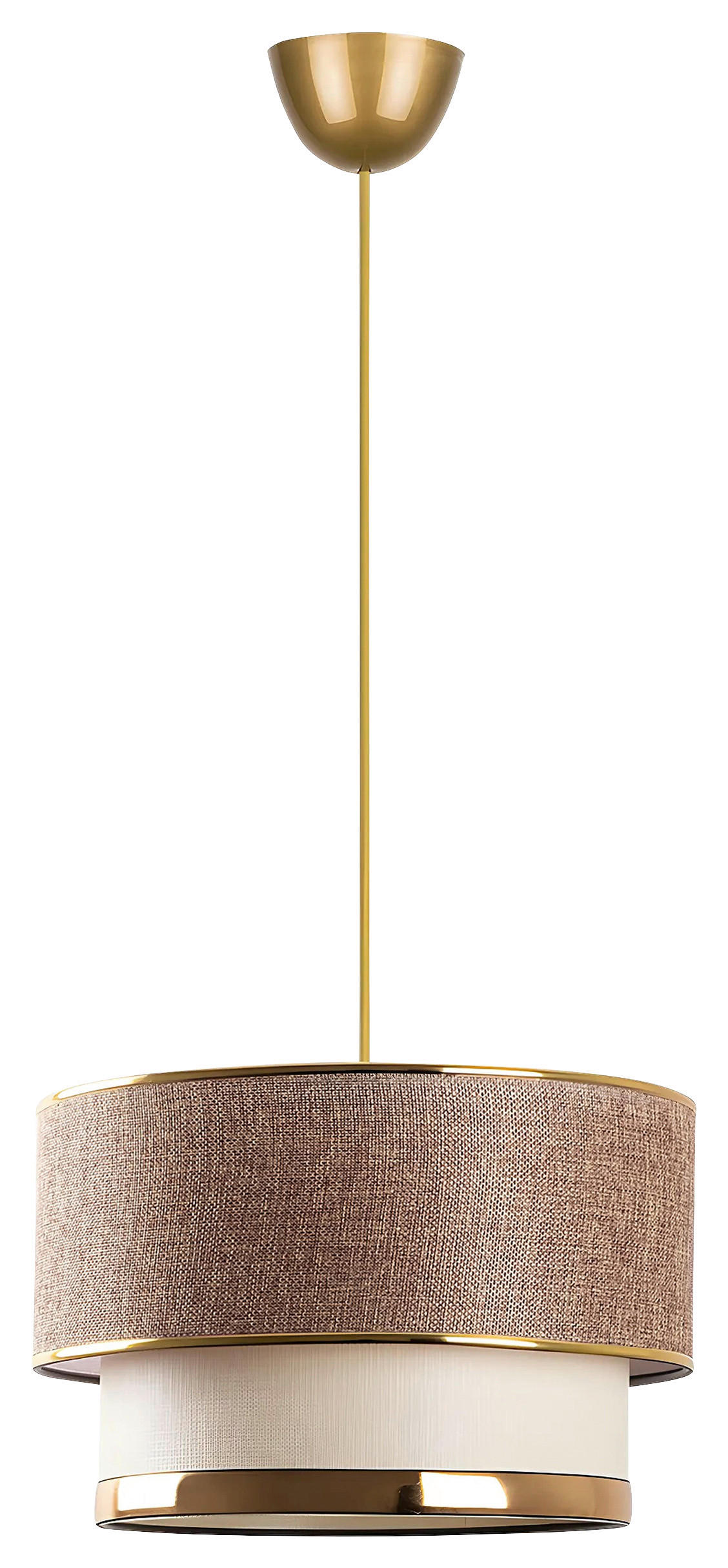 ZÁVESNÉ SVIETIDLO, 30/65 cm  - zlatá/béžová, Design, kov/textil (30/65cm) - P & B