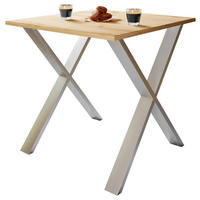 SCHREIBTISCH 80/80/76 cm Silberfarben, Honigeiche   - Honigeiche/Silberfarben, Design, Holzwerkstoff/Metall (80/80/76cm) - MID.YOU