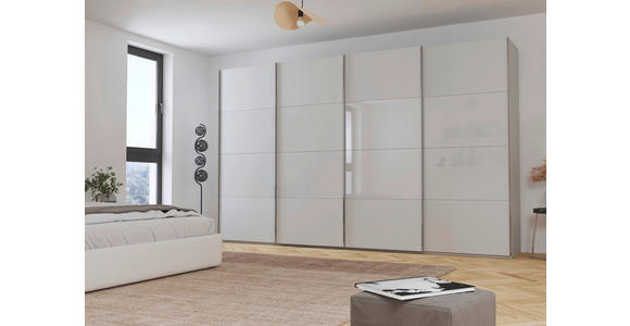 SCHWEBETÜRENSCHRANK 361/223/68 cm 4-türig Seidengrau  - Chromfarben/Seidengrau, KONVENTIONELL, Glas/Holzwerkstoff (361/223/68cm) - Novel