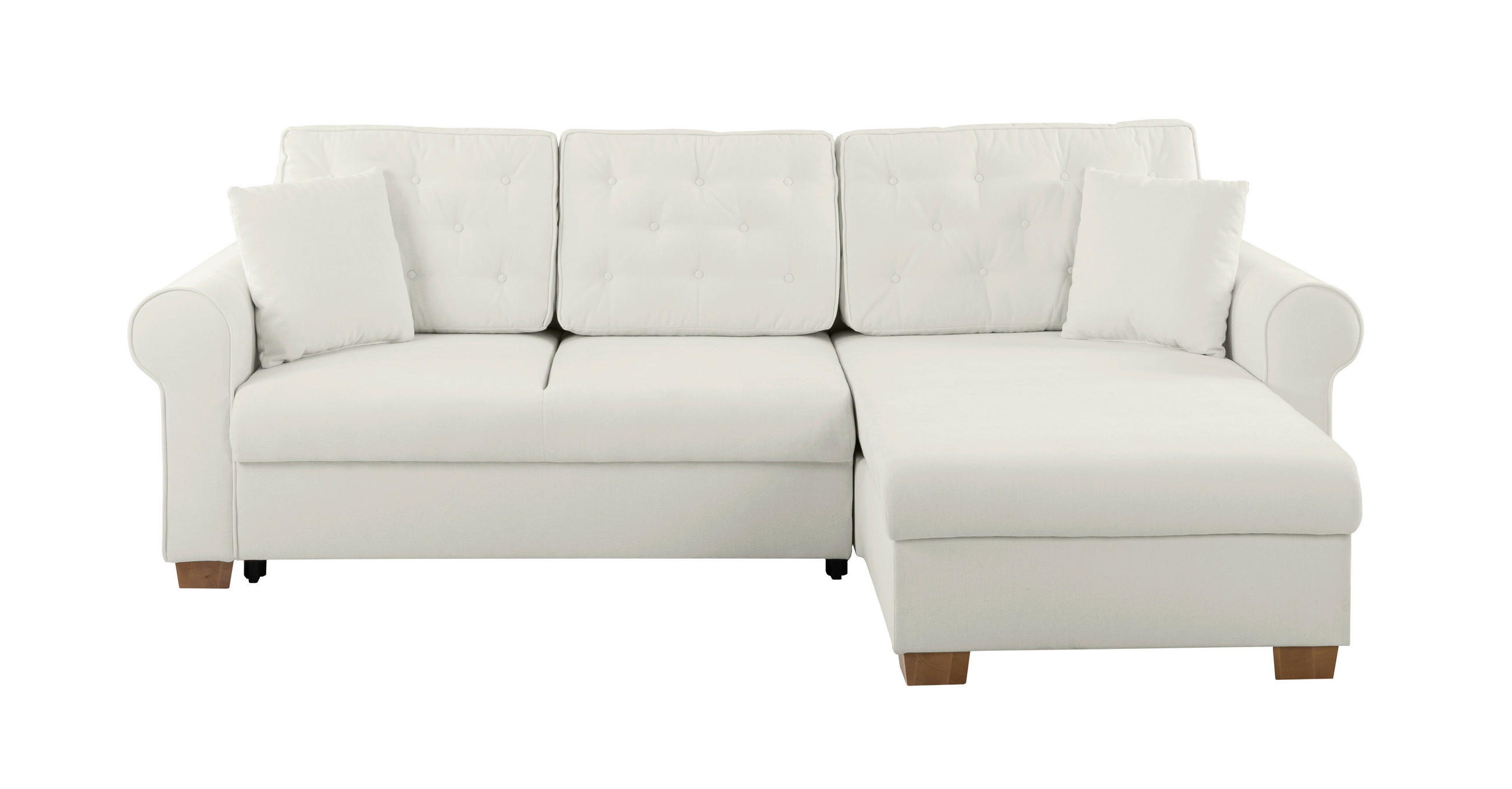 ECKSOFA in Hellgrau  - Buchefarben/Hellgrau, Design, Holz/Textil (266/161cm) - MID.YOU