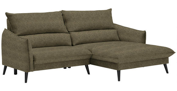 ECKSOFA in Velours Olivgrün  - Schwarz/Olivgrün, Design, Holz/Textil (238/170cm) - Carryhome