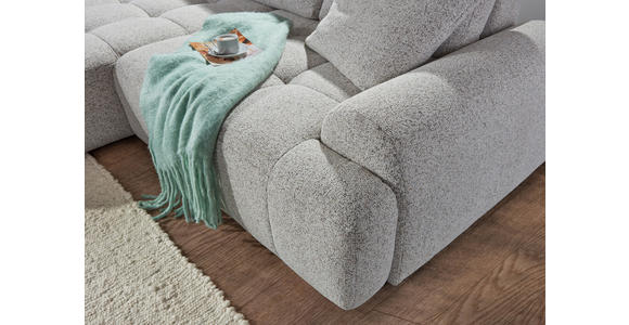 Ecksofa mit Funktion Greige Flachgewebe Zierkissen, Rückenkissen, Bettkasten, Schlaffunktion, Rücken echt, Liegefläche im Originalstoff  - Greige/Schwarz, KONVENTIONELL, Kunststoff/Textil (190/277cm) - Carryhome