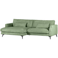 ECKSOFA in Cord Olivgrün  - Schwarz/Olivgrün, Lifestyle, Textil/Metall (140/270cm) - Livetastic