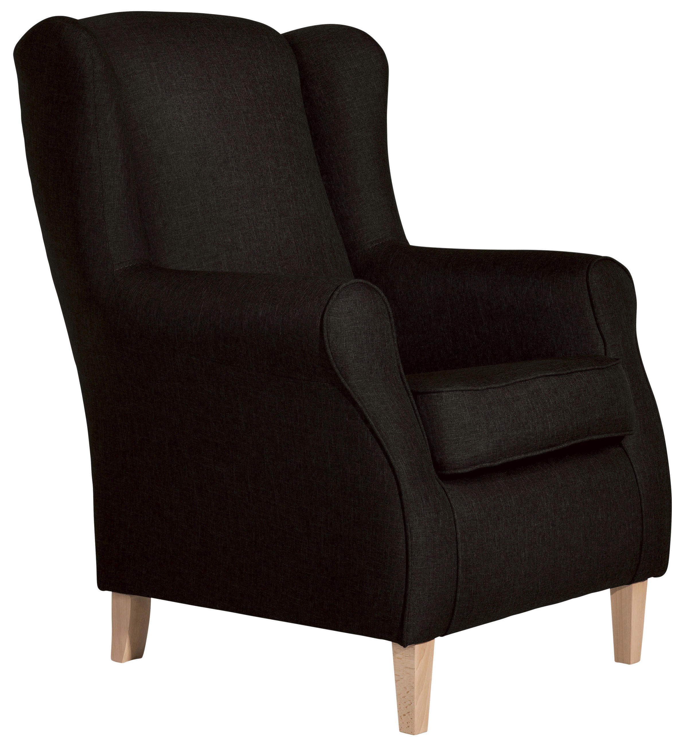 OHRENSESSEL Flachgewebe Dunkelbraun  - Dunkelbraun/Buchefarben, Design, Holz/Textil (77/103/86cm) - Max Winzer