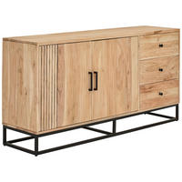 SIDEBOARD  160/80/42 cm 3 Schublade(n)  - Schwarz/Naturfarben, Design, Holz/Metall (160/80/42cm) - Livetastic