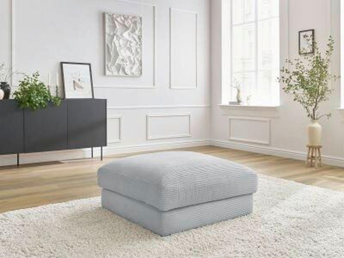 HOCKER LEONARD Cord Hellgrau  - Hellgrau/Schwarz, MODERN, Kunststoff/Textil (86/43/86cm)