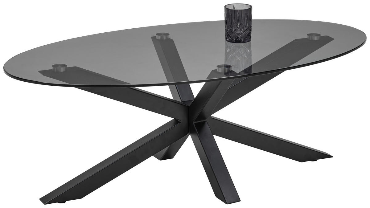 Măsuță De Cafea din metal, sticlă, 110/60/38 cm   - negru/gri, Design, sticlă/metal (110/60/38cm) - Carryhome