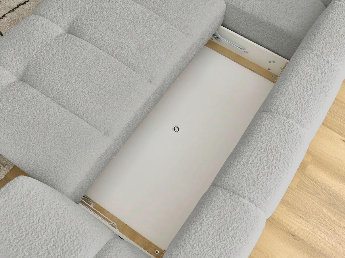 ECKSCHLAFSOFA FUJI Bouclé Hellgrau  inkl.  - Hellgrau/Schwarz, MODERN, Kunststoff/Textil (204/282cm)