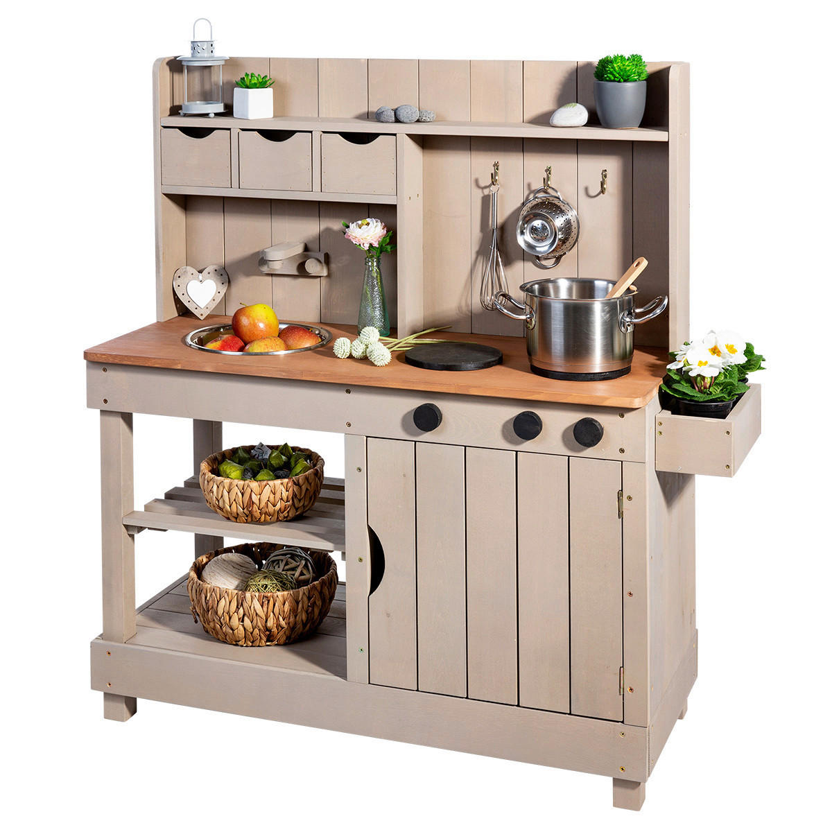 MATSCHKÜCHE EXPLORER Holz, Metall Grau  - Grau, Basics, Holz/Metall (102/40/105cm) - MUDDY BUDDY