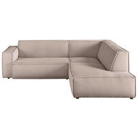 ECKSOFA Taupe Cord  - Taupe/Schwarz, KONVENTIONELL, Kunststoff/Textil (254/224cm) - Hom`in