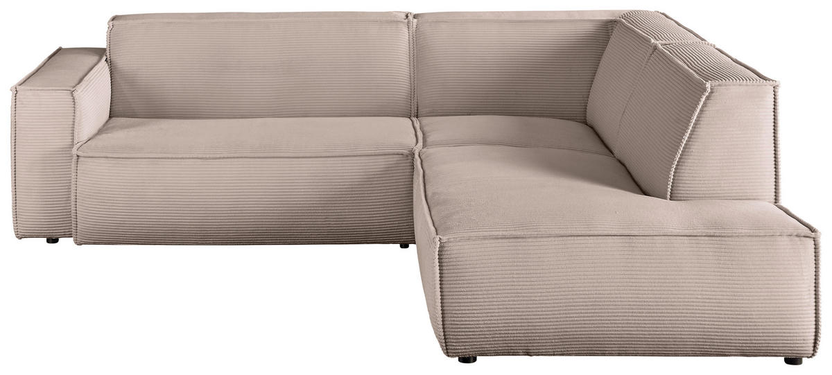 ECKSOFA Taupe Cord  - Taupe/Schwarz, KONVENTIONELL, Kunststoff/Textil (254/224cm) - Hom`in