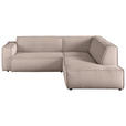 ECKSOFA in Cord Taupe  - Taupe/Schwarz, KONVENTIONELL, Kunststoff/Textil (254/224cm) - Hom`in