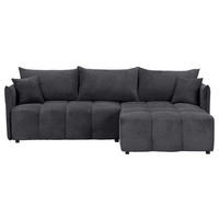 ECKSOFA Anthrazit Plüsch Zierkissen, Rückenkissen, Bettkasten, Schlaffunktion, Rücken echt, Liegefläche im Originalstoff  - Anthrazit/Schwarz, KONVENTIONELL, Kunststoff/Textil (253/192cm) - Carryhome